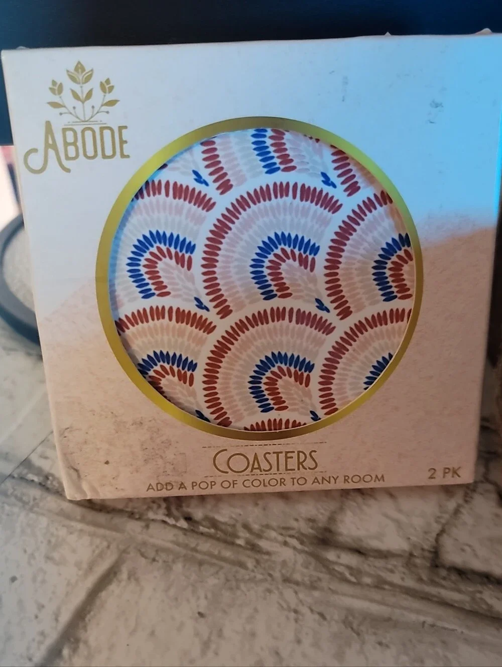 Abode Red and Blue Fan-Pattern Coasters - Set of 2